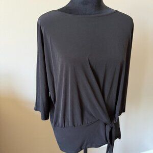CLARA SUNWOO XLarge Black Stretch Banded Tie Waist Blouse